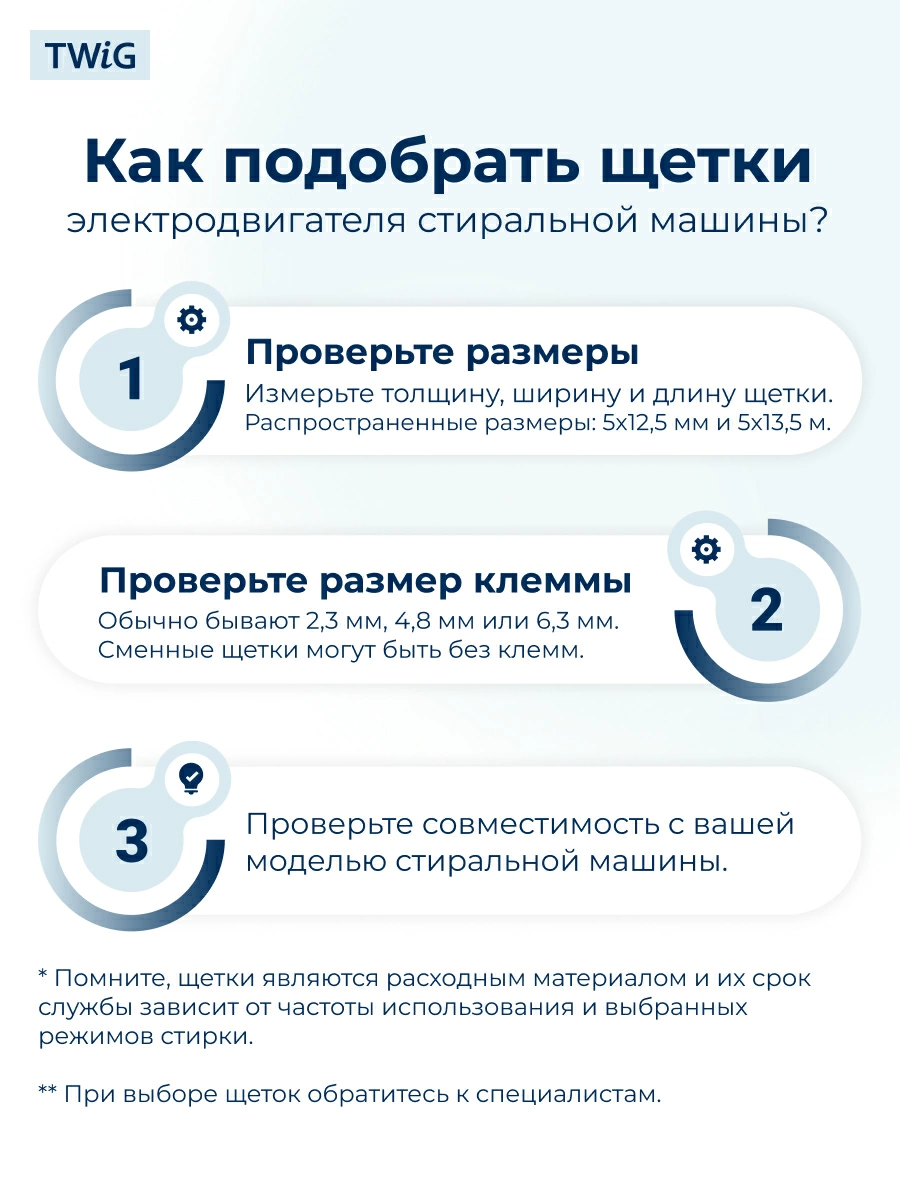 Щетки электродвигателя стиральной машины 5x12.5x36 мм в сборе